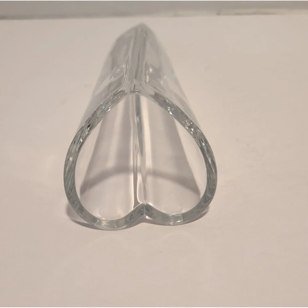 Clear Glass Heart-Shaped Decorative Vase 7in Love & Hearts Glossy Finish
